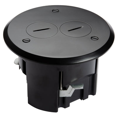 Lew PBR1-SPMB Duplex Round Plastic Floor Box, Screw Plugs, Matte Black