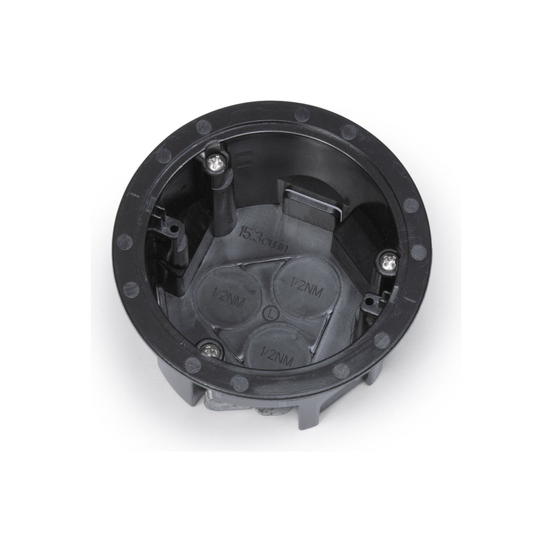 Single Receptacle Floor Box With Round Black Cover, Flip Lid Opening