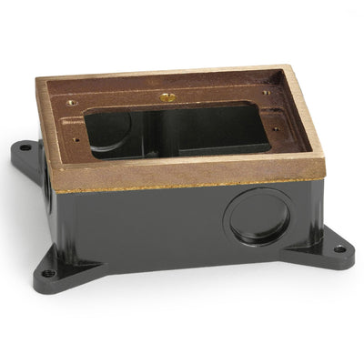 Lew Electric 1 Gang Shallow Concrete Floor Box Semi-Adjustable, Brass