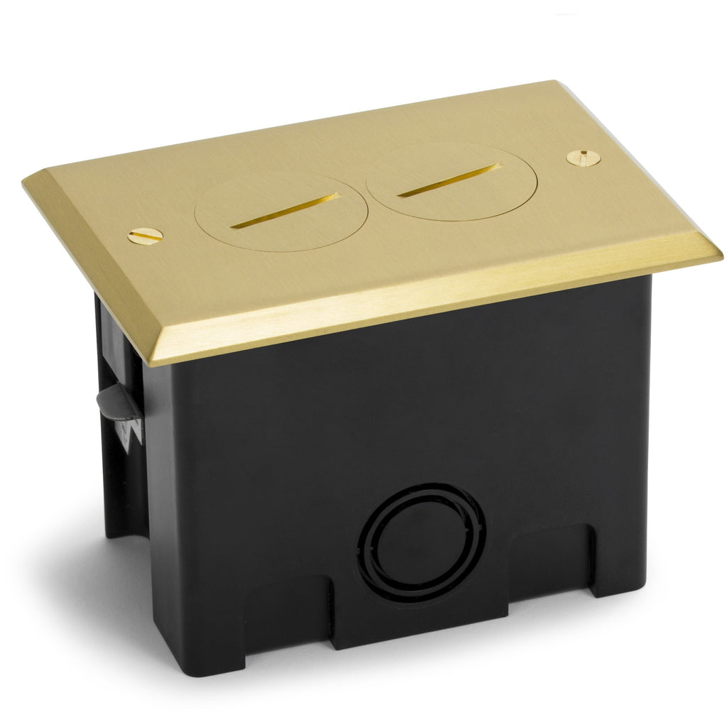 Lew Electric PB1-SPB 1 Duplex Plastic Floor Box w/ Screw Plugs, Brass